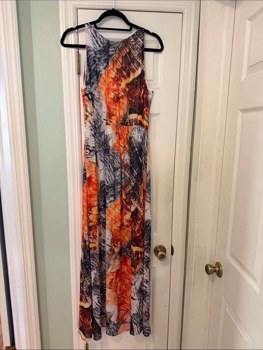 H&M Orange & Gray Abstract Sleeveless Maxi Dress